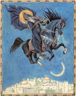 Святитель Иоанн Новгородский летит на бесе в Иерусалим